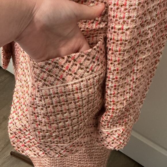 Logic Women’s Academia Career Pink Tweed Plaid Pencil Skirt Set Suit Size 10 - Picture 9 of 13